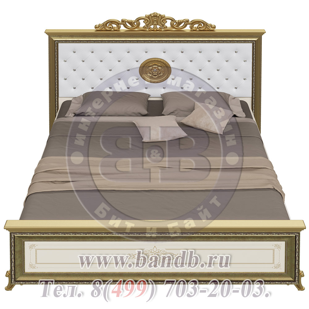 Спальня Версаль слоновая кость Кровать 1600 с короной мягкое изголовье Картинка № 3