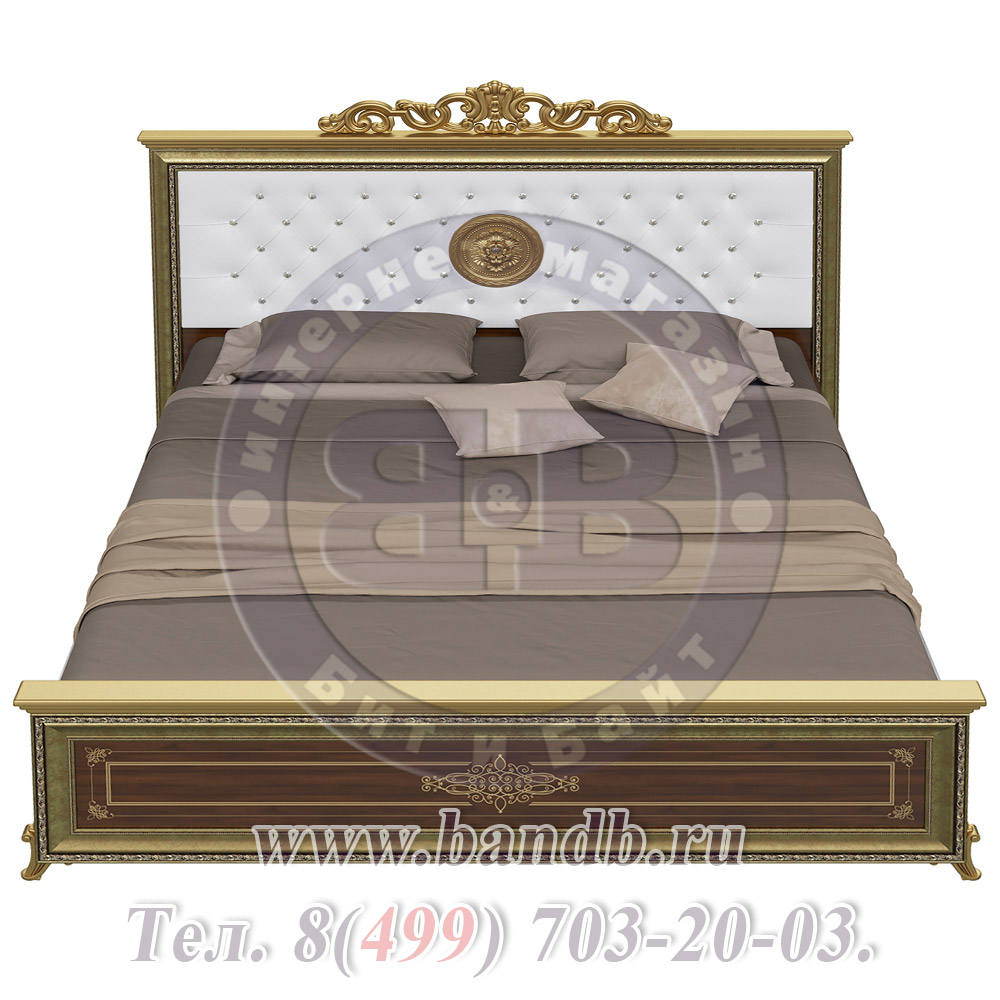 Спальня Версаль орех тайский Кровать 1800 с короной мягкое изголовье Картинка № 3