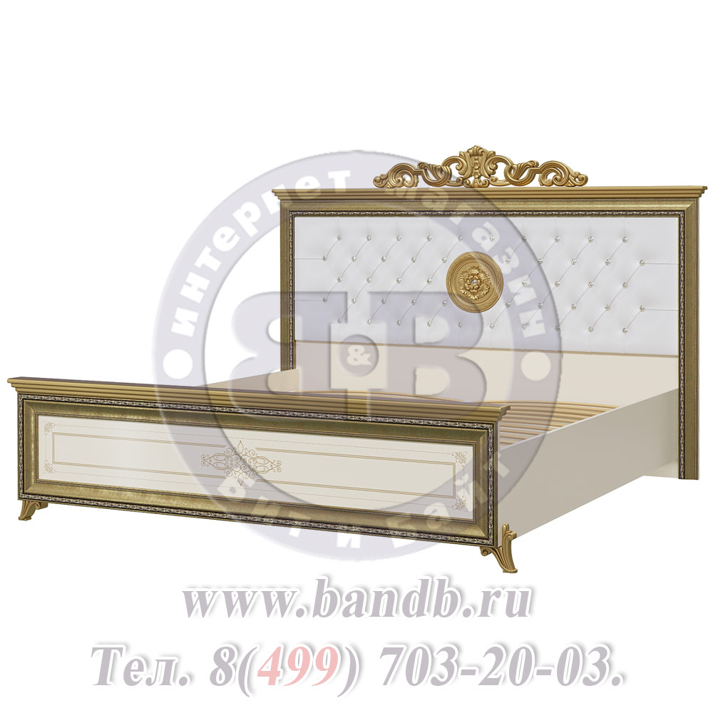 Спальня Версаль слоновая кость Кровать 1800 с короной мягкое изголовье Картинка № 2