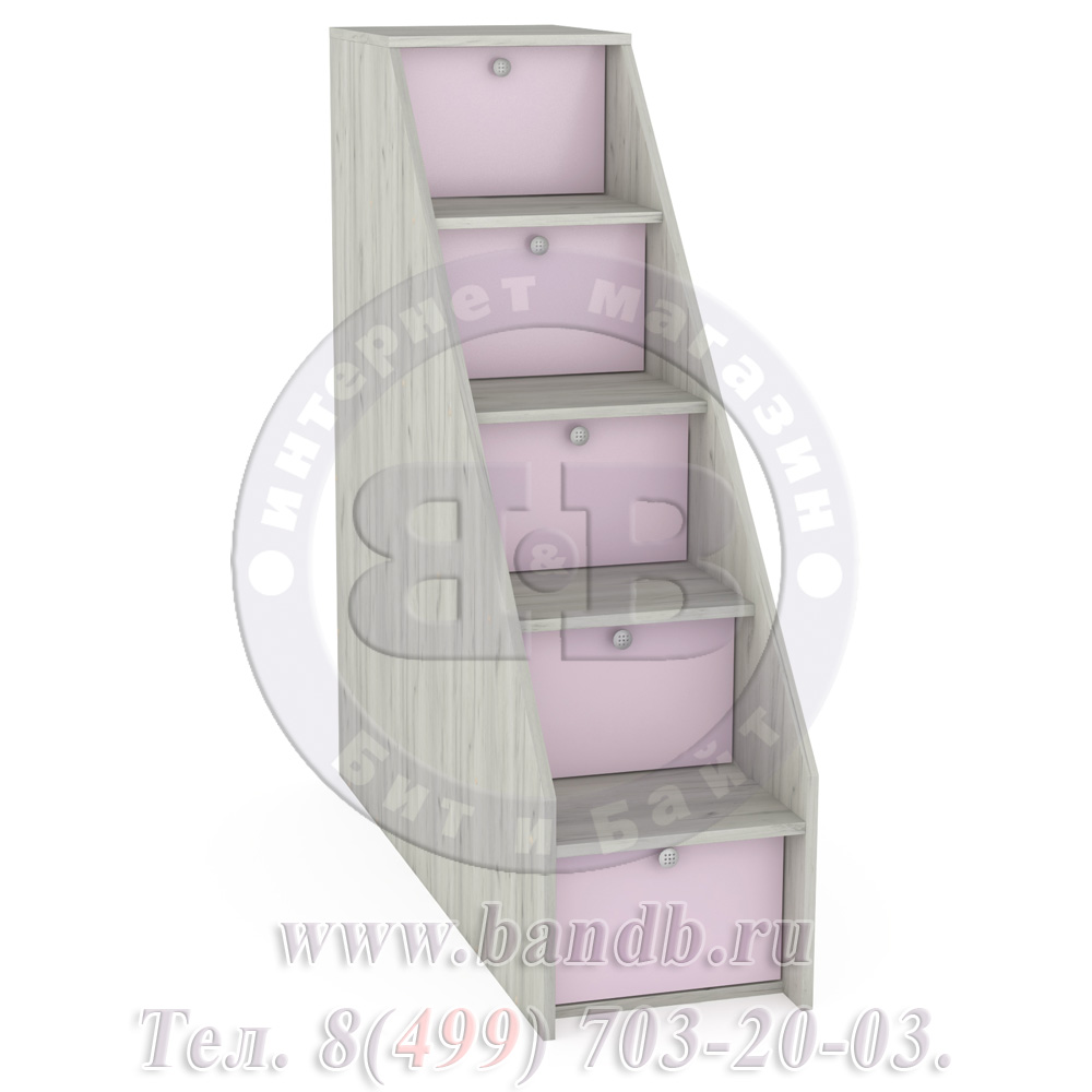 Стеллаж-лестница со ступеньками Тетрис 308 цвет дуб белый/лаванда Картинка № 3
