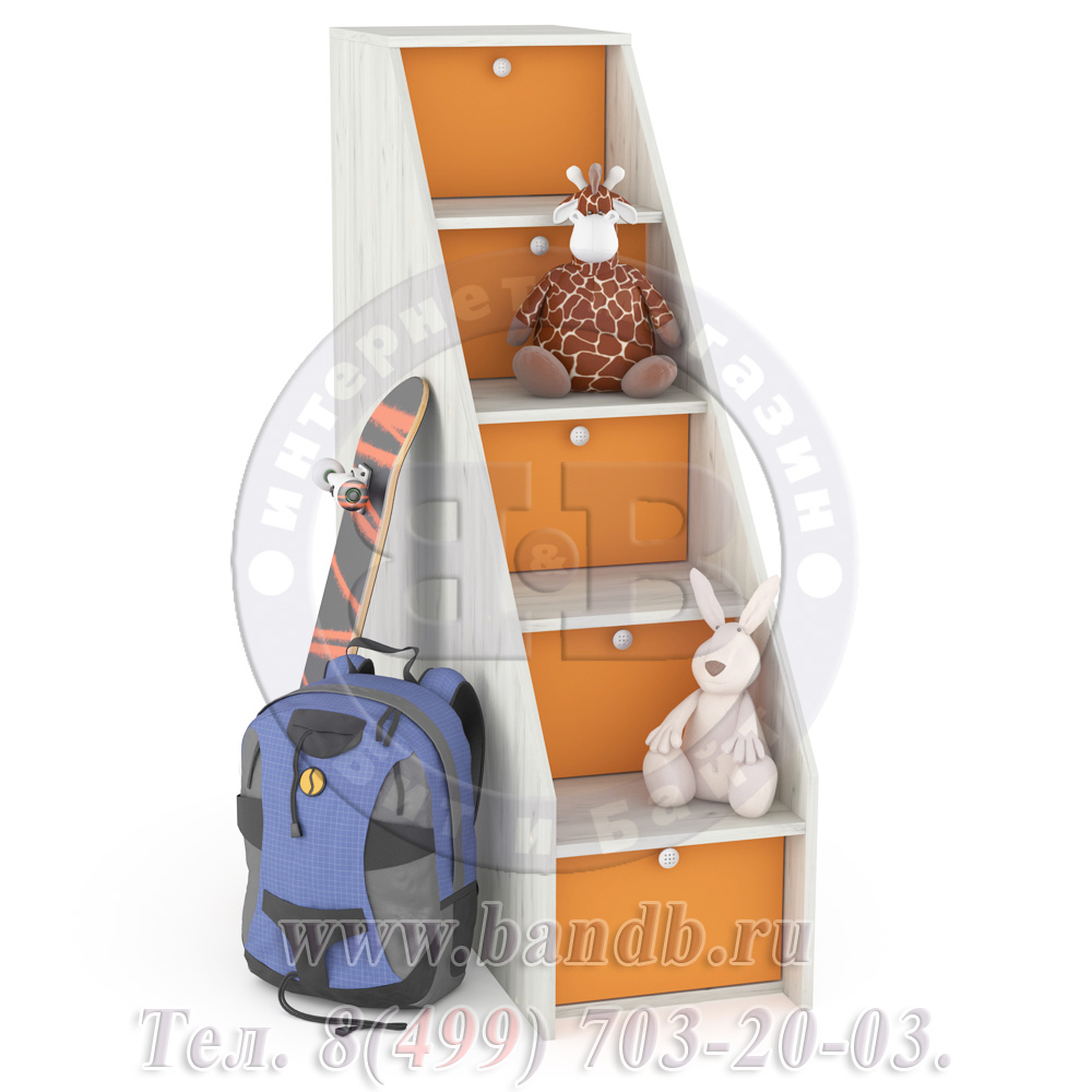 Кровать-чердак Тетрис 1 МС № 8 Бабочки цвет дуб белый/оранжевый Картинка № 12