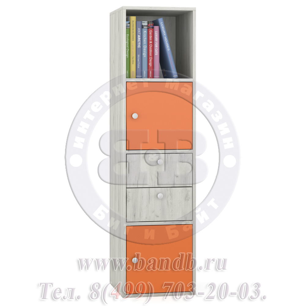 Мебель для детской комнаты с кроватью Тетрис 1 МС № 16 цвет дуб белый/оранжевый Картинка № 7