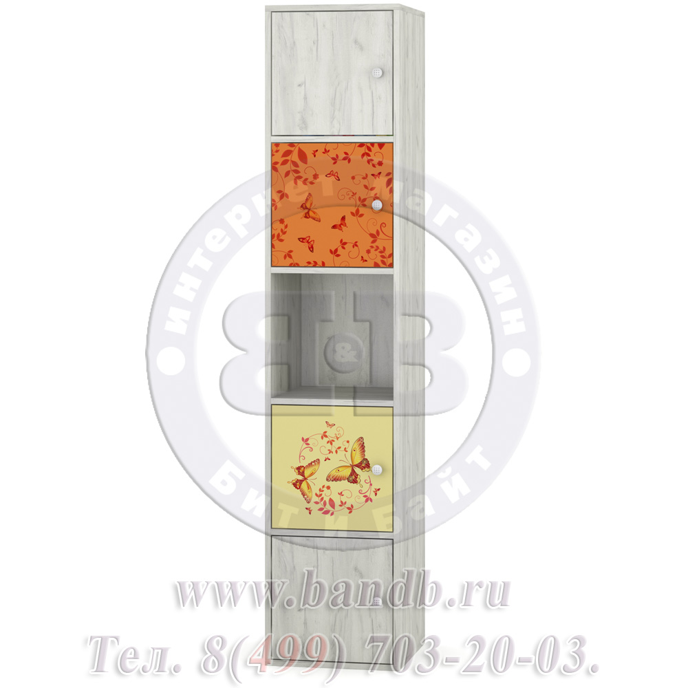 Тетрис 1 МС 315 Стеллаж Бабочки, цвет дуб белый/оранжевый Картинка № 5