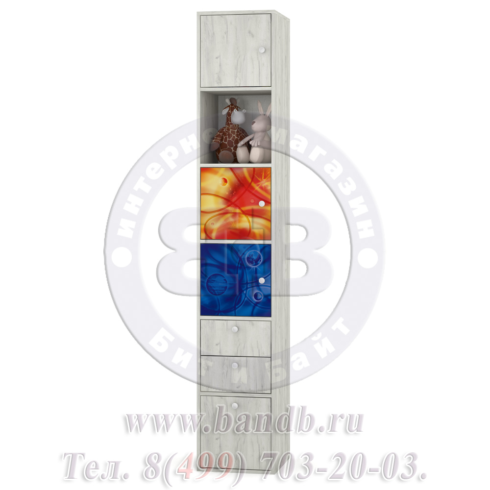 Тетрис 1 МС 316 Стеллаж Космос, цвет дуб белый/капри синий Картинка № 3