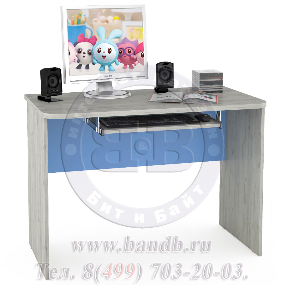 Письменный стол со шкафом Тетрис 1 МС № 6 цвет дуб белый/капри синий Картинка № 8