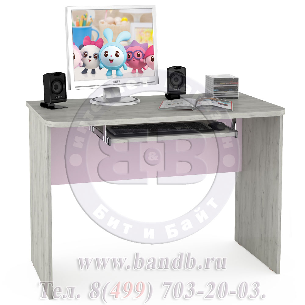 Письменный стол со шкафом Тетрис 1 МС № 6 Весна цвет дуб белый/лаванда Картинка № 8