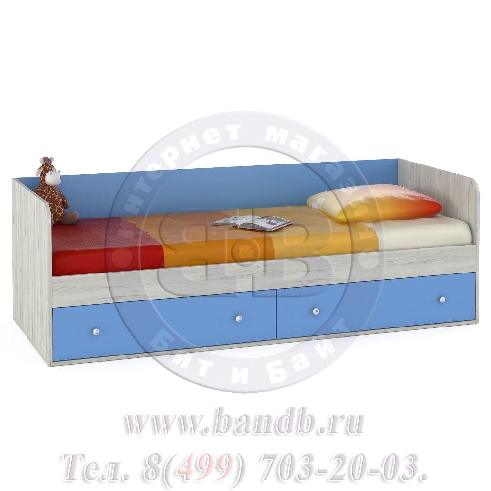 Мебель для детской комнаты с кроватью Тетрис 1 МС № 16 Космос цвет дуб белый/капри синий Картинка № 9