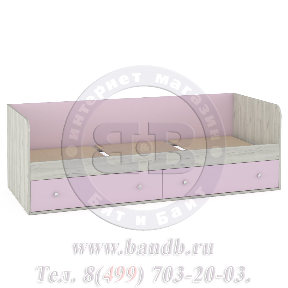 Кровать с ящиками Тетрис 347М цвет дуб белый/лаванда Картинка № 3