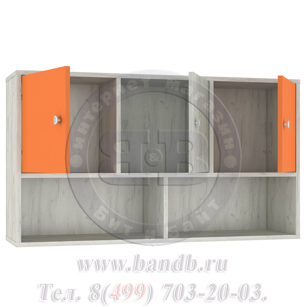 Полка с дверками Тетрис 359 цвет дуб белый/оранжевый Картинка № 4