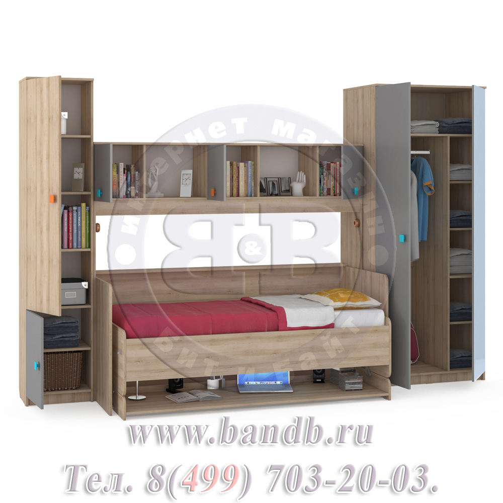 Мебель для детской комнаты Доминика 15 цвет бук песочный/серый шифер Картинка № 2