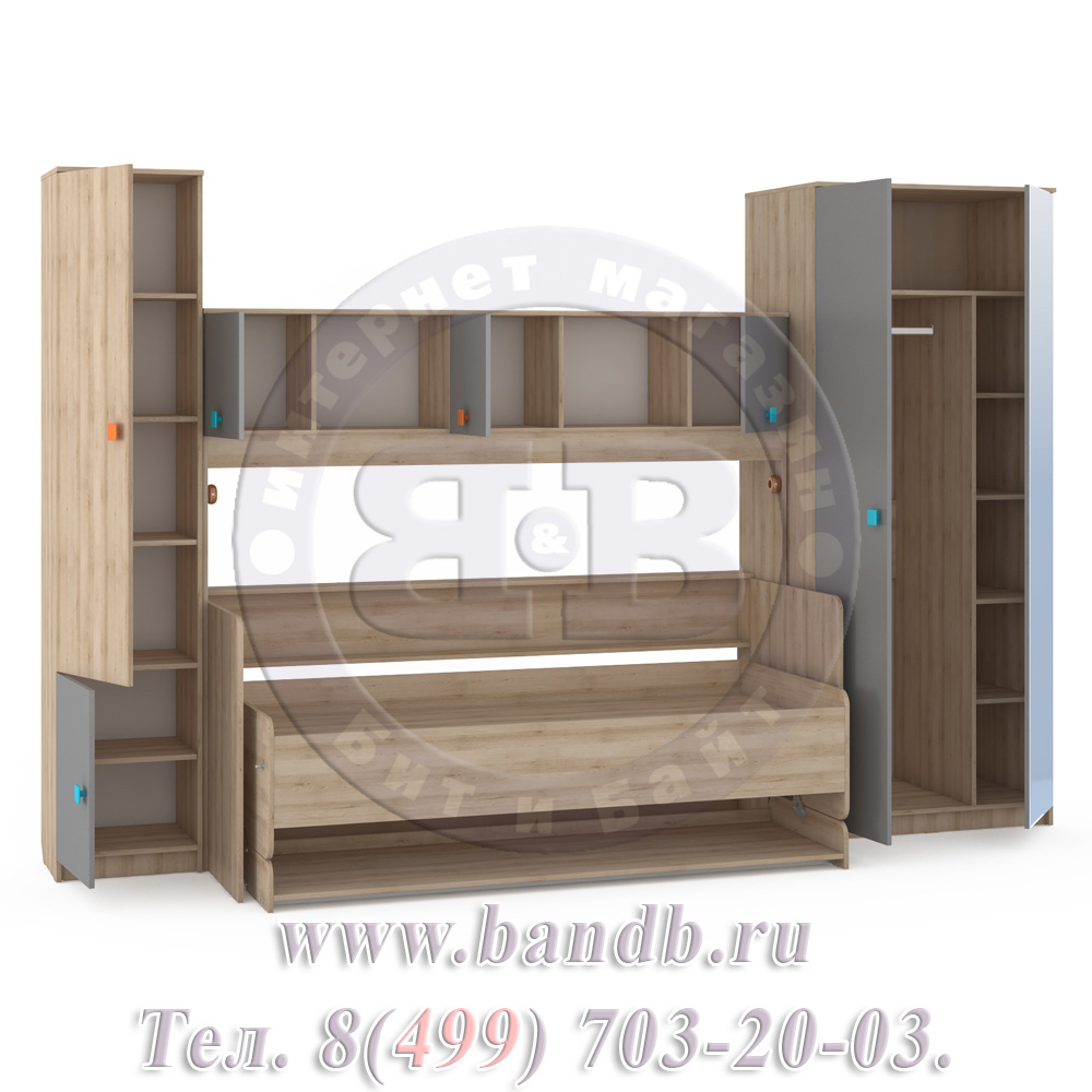 Мебель для детской комнаты Доминика 15 цвет бук песочный/серый шифер Картинка № 4