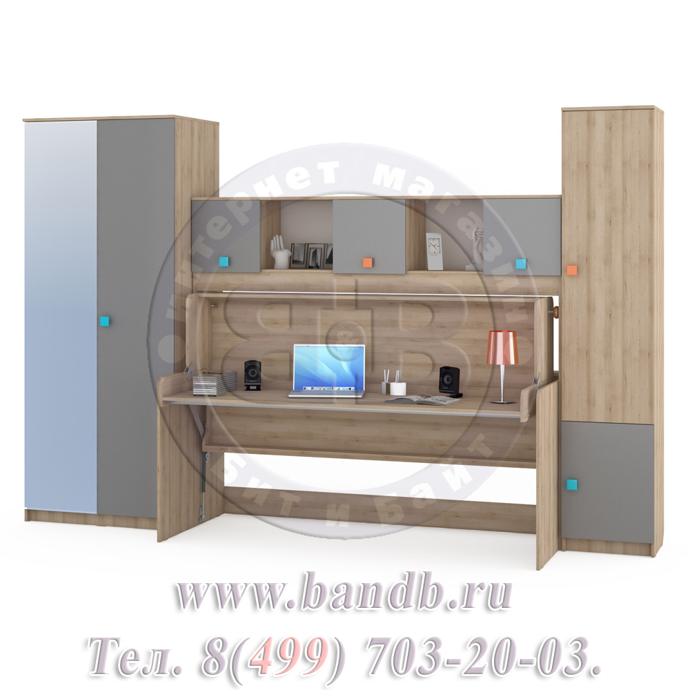 Мебель для детской комнаты Доминика 15 цвет бук песочный/серый шифер Картинка № 5