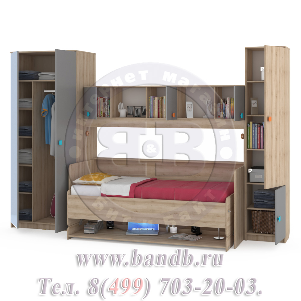 Мебель для детской комнаты Доминика 15 цвет бук песочный/серый шифер Картинка № 6