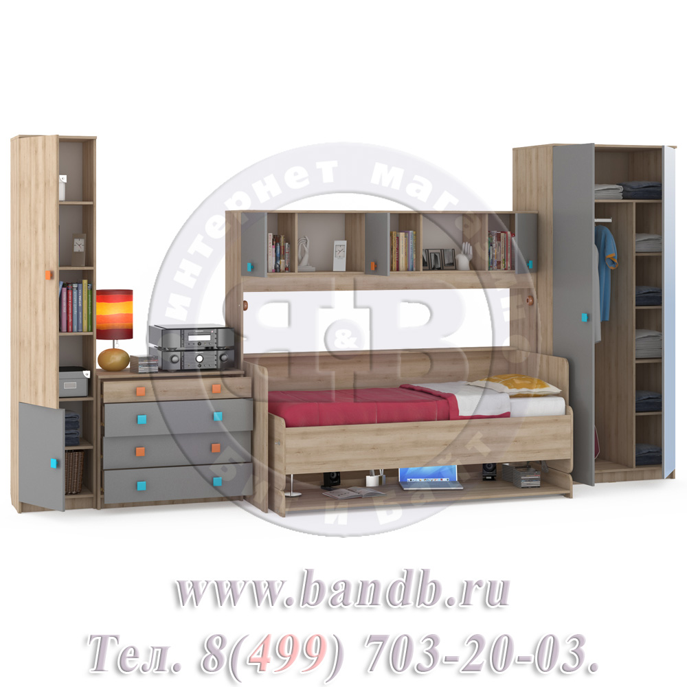 Набор мебели для детской Доминика № 19 цвет бук песочный/серый шифер Картинка № 2