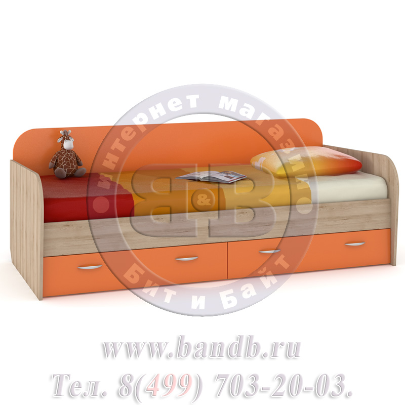 Кровать детская + шкаф и стеллаж Ника 36 бук песочный/оранжевый Картинка № 9