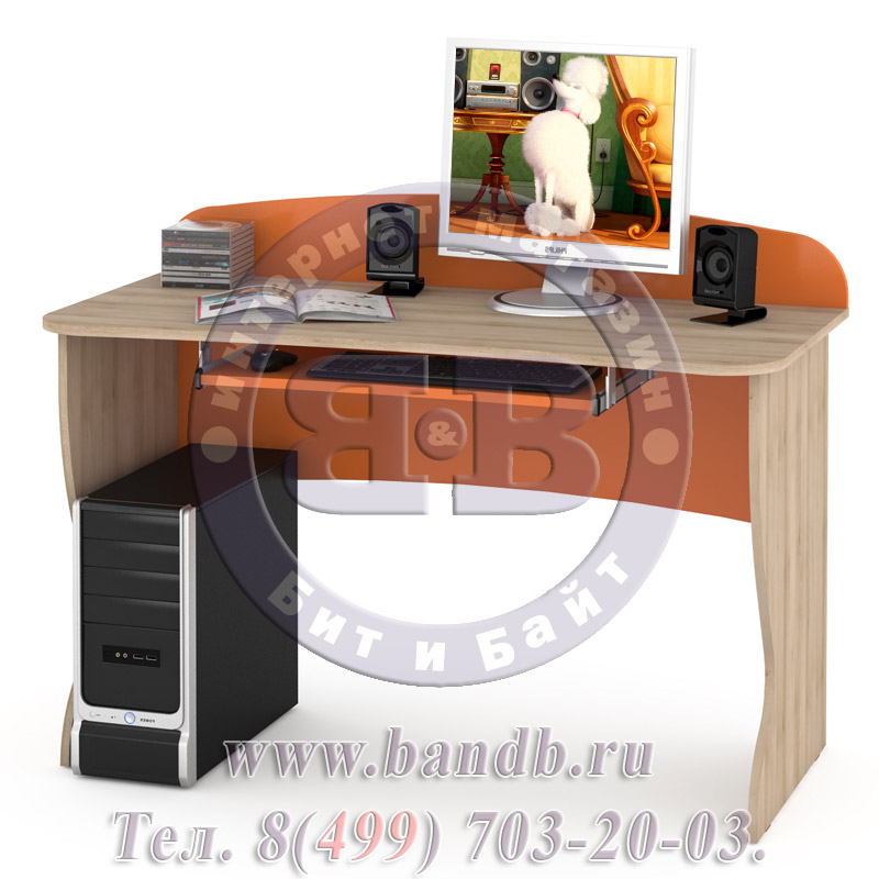Кровать-чердак со столом Ника № 15 бук песочный/оранжевый Картинка № 6