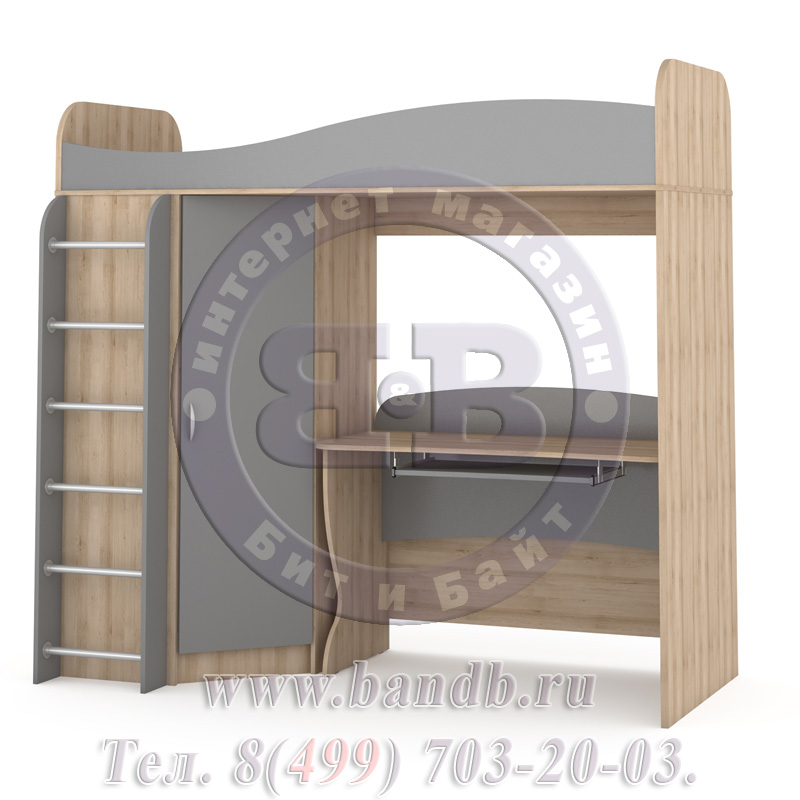 Кровать-чердак со столом Ника № 15 бук песочный/серый шифер Картинка № 3