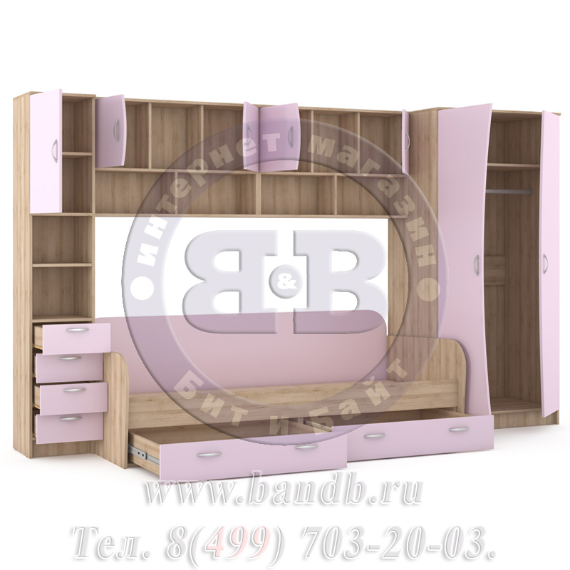 Недорогая мебель для детской комнаты Ника 36 бук песочный/лаванда Картинка № 6