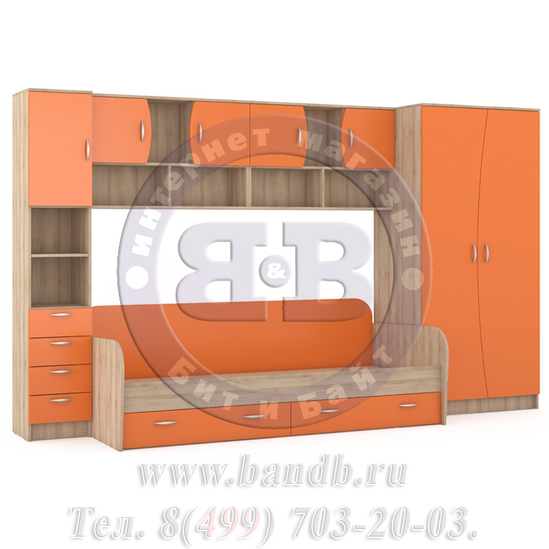 Недорогая мебель для детской комнаты Ника 36 бук песочный/оранжевый Картинка № 5