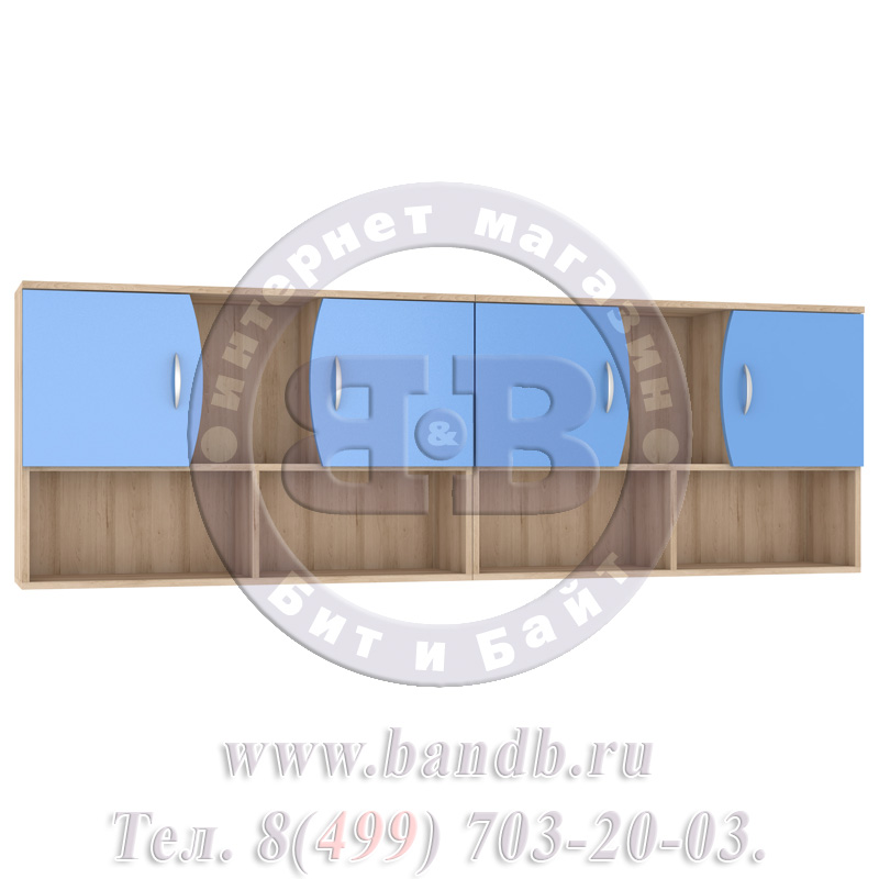 Две полки в ряд Ника 416М+416М цвет бук песочный/капри синий Картинка № 3