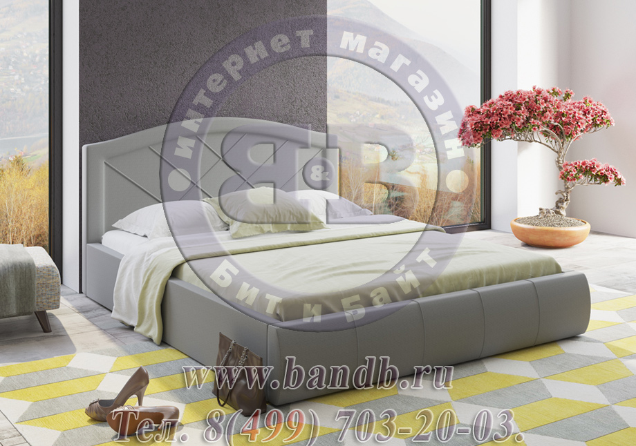 Кровать интерьерная с подъёмным механизмом Виго цвет светло-серый Картинка № 5