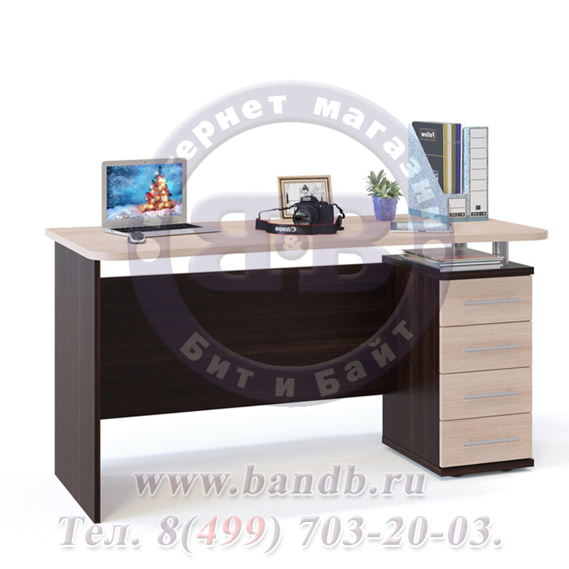 Письменный стол КСТ-105-1, цвет дуб венге/белёный дуб Картинка № 2