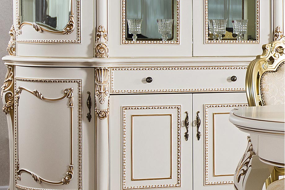 Сервант + Комод с зеркалом Джоконда Люкс 1,9 цвет крем глянец Картинка № 5