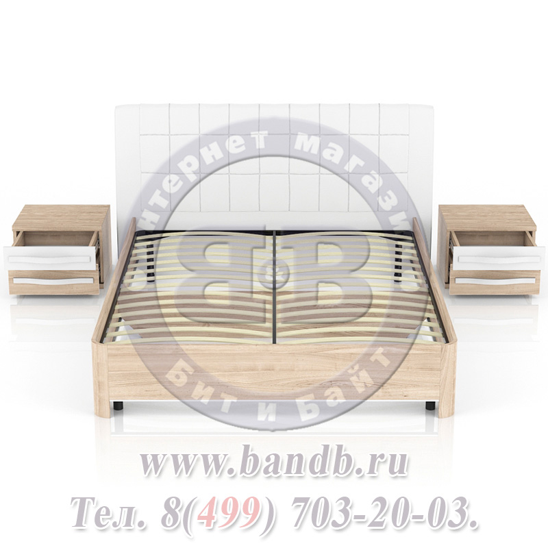 Спальня Марта Кровать 1600 мягкая спинка + две тумбочки Картинка № 4