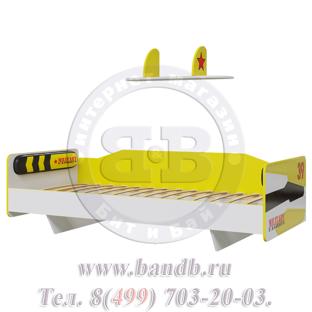 Кровать-самолёт Авиатор цвет белый/жёлтый/чёрный Картинка № 2