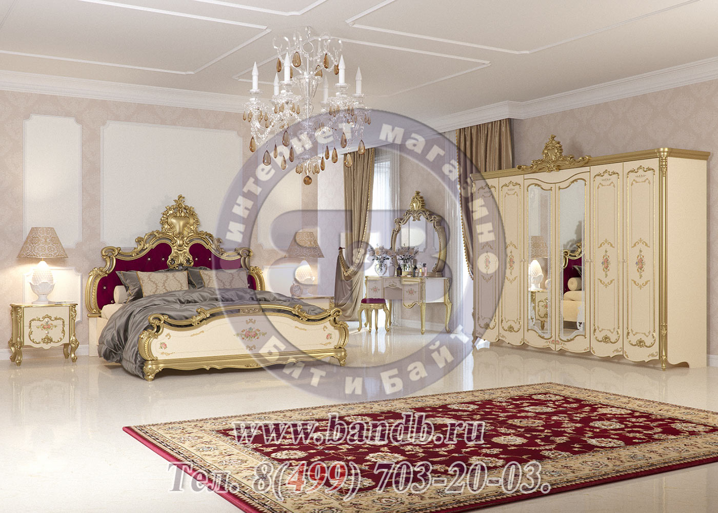 Спальня Шейх слоновая кость/золото СШ-03 Кровать 1800 Картинка № 9