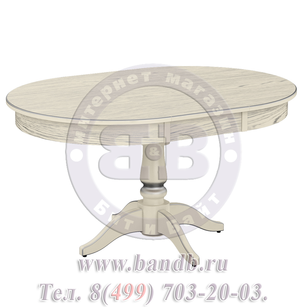 Стол Галант 2 Р, цвет RAL1013, патинирование стола в цвет серебро Картинка № 2
