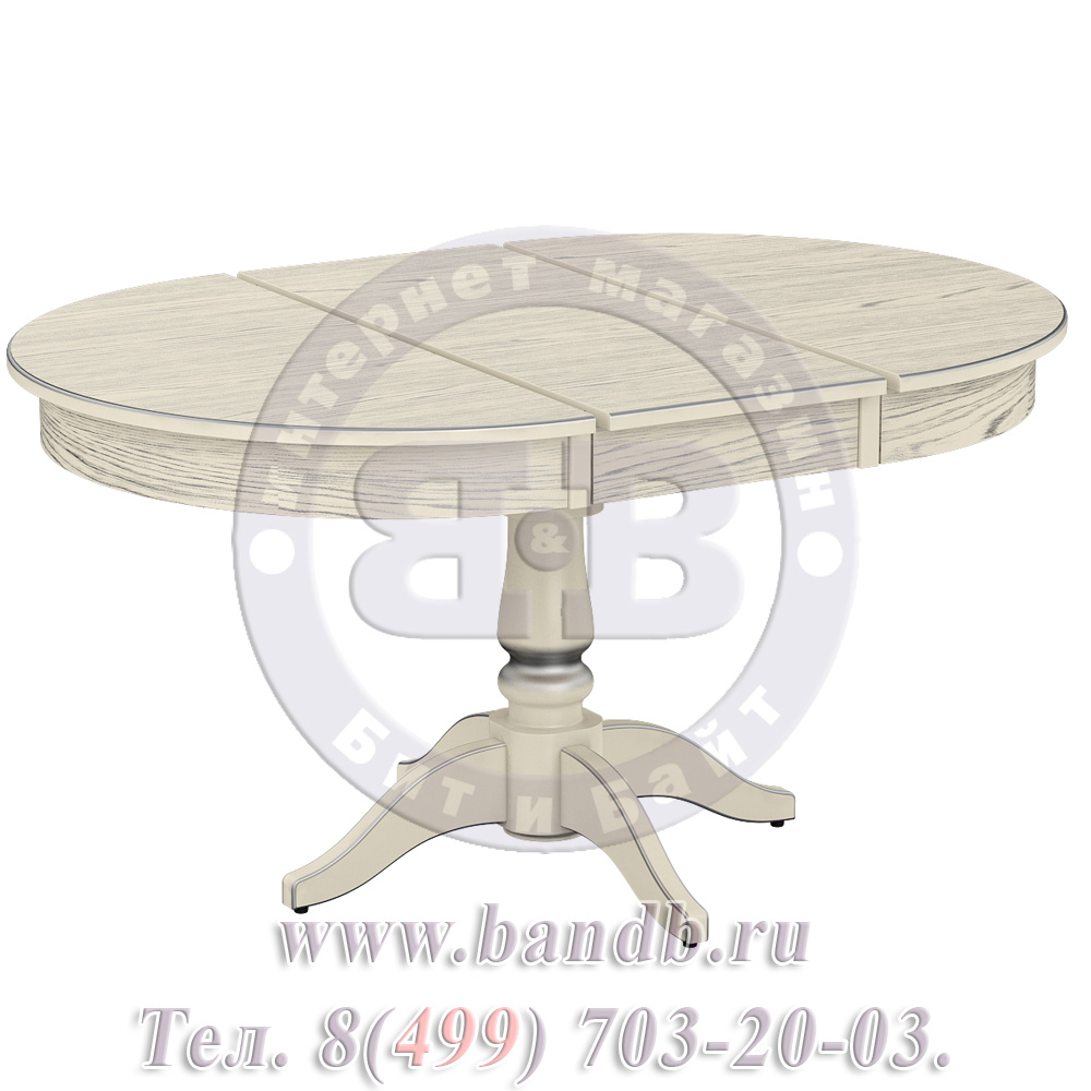 Стол Галант 2 Р, цвет RAL1013, патинирование стола в цвет серебро Картинка № 3