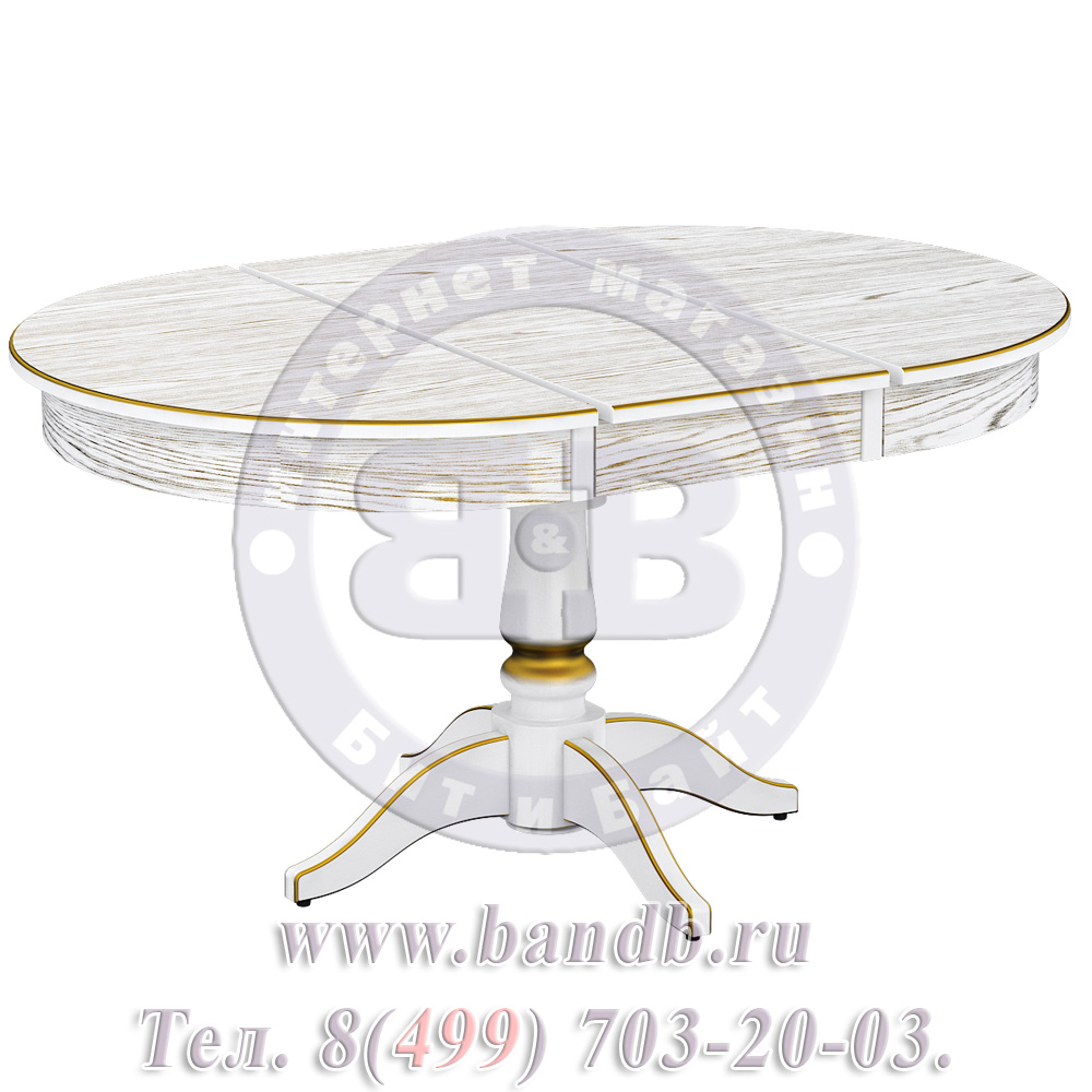 Стол Галант 2 Р, цвет RAL9003, патинирование стола в цвет золото Картинка № 3