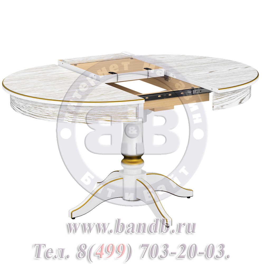 Стол Галант 2 Р, цвет RAL9003, патинирование стола в цвет золото Картинка № 5