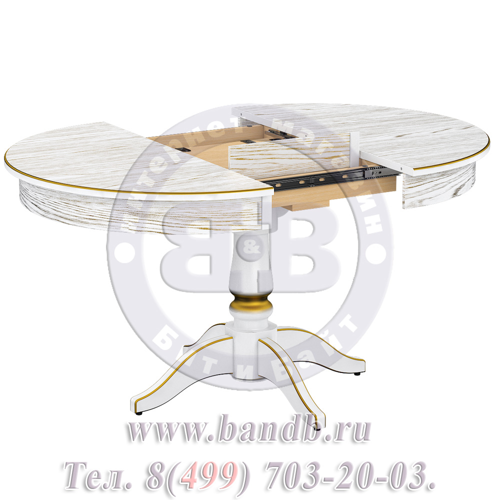 Стол Галант 2 Р, цвет RAL9003, патинирование стола в цвет золото Картинка № 6