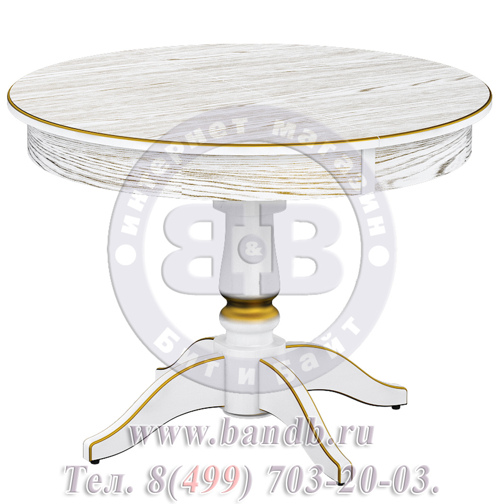 Стол Галант 2 Р, цвет RAL9003, патинирование стола в цвет золото Картинка № 8
