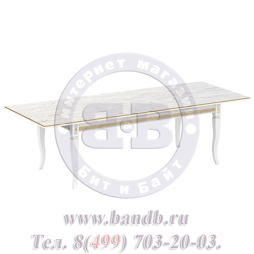 Стол Империал 2 НР, цвет RAL9003, патинирование стола в цвет золото Картинка № 2