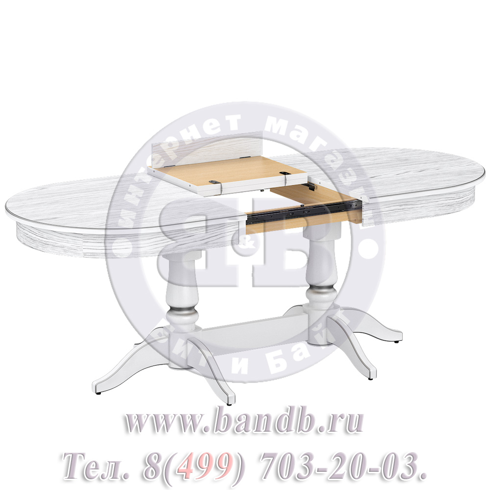 Стол Прайм 1 Р, цвет RAL9003, патинирование стола в цвет серебро Картинка № 4