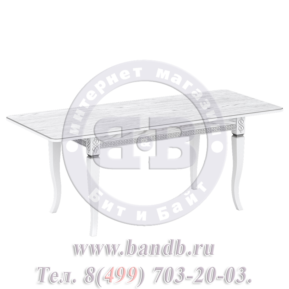 Стол Роял 2 Р, цвет RAL9003, патинирование стола в цвет серебро Картинка № 2