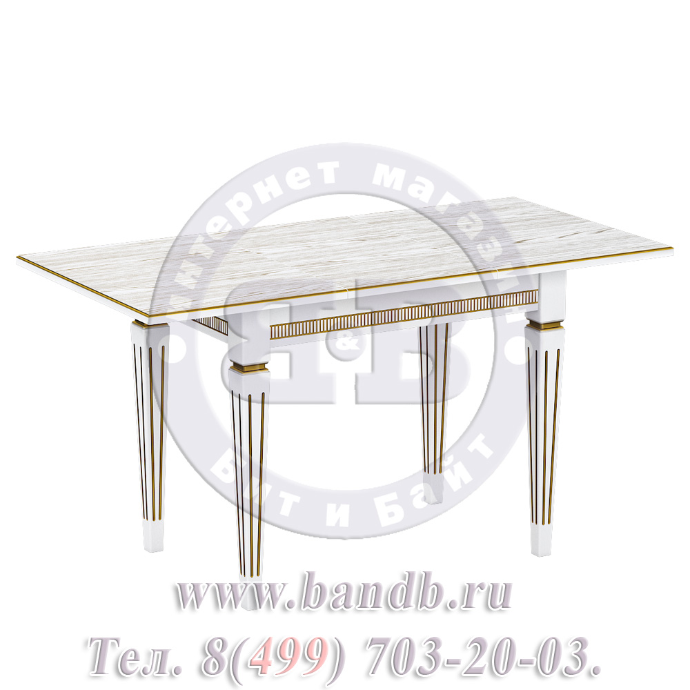 Стол Стар 1 Р, цвет RAL9003, патинирование стола в цвет золото Картинка № 2