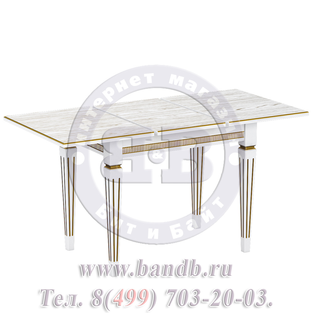 Стол Стар 1 Р, цвет RAL9003, патинирование стола в цвет золото Картинка № 3