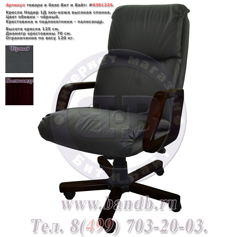 Кресло Надир 1Д (Н4 Д501) эко-кожа, цвет чёрный, высокая спинка Картинка № 1