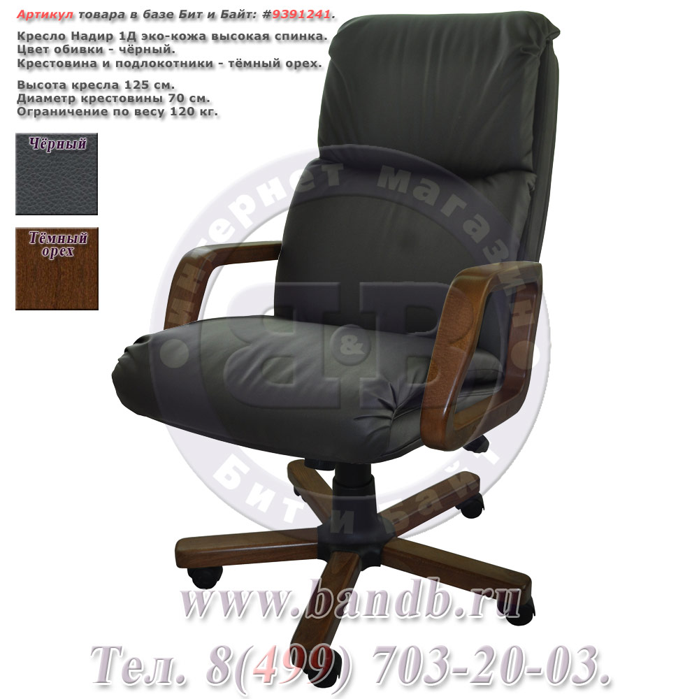 Кресло Надир 1Д (Н5 Д501) эко-кожа, цвет чёрный, высокая спинка Картинка № 1