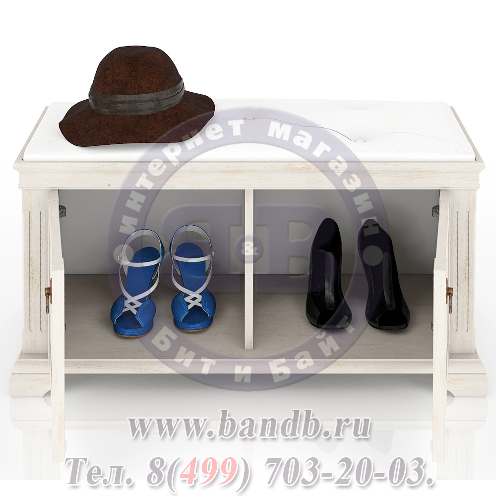 Тумба для обуви с мягким сиденьем Амели 642.210 цвет дуб прованс Картинка № 2
