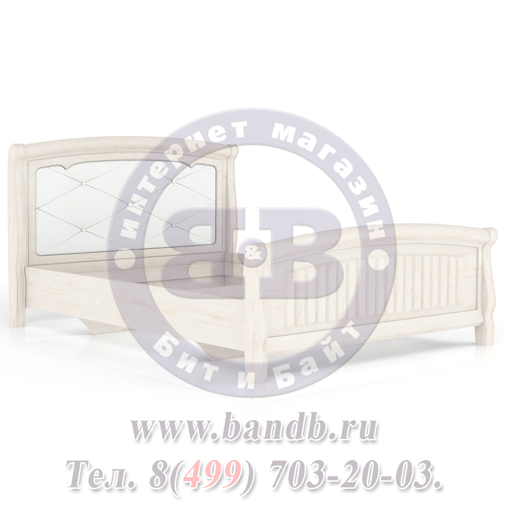 Кровать Амели 1400 с красивой спинкой цвет дуб прованс Картинка № 3
