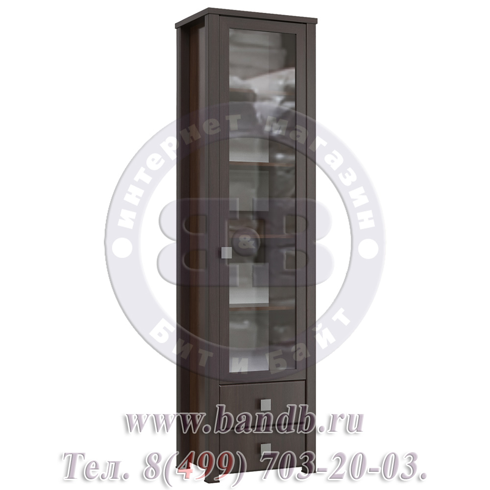 Шкаф-пенал со стеклом Изабель цвет орёх тёмный/орёх тёмный распродажа модульной мебели Изабель Картинка № 5