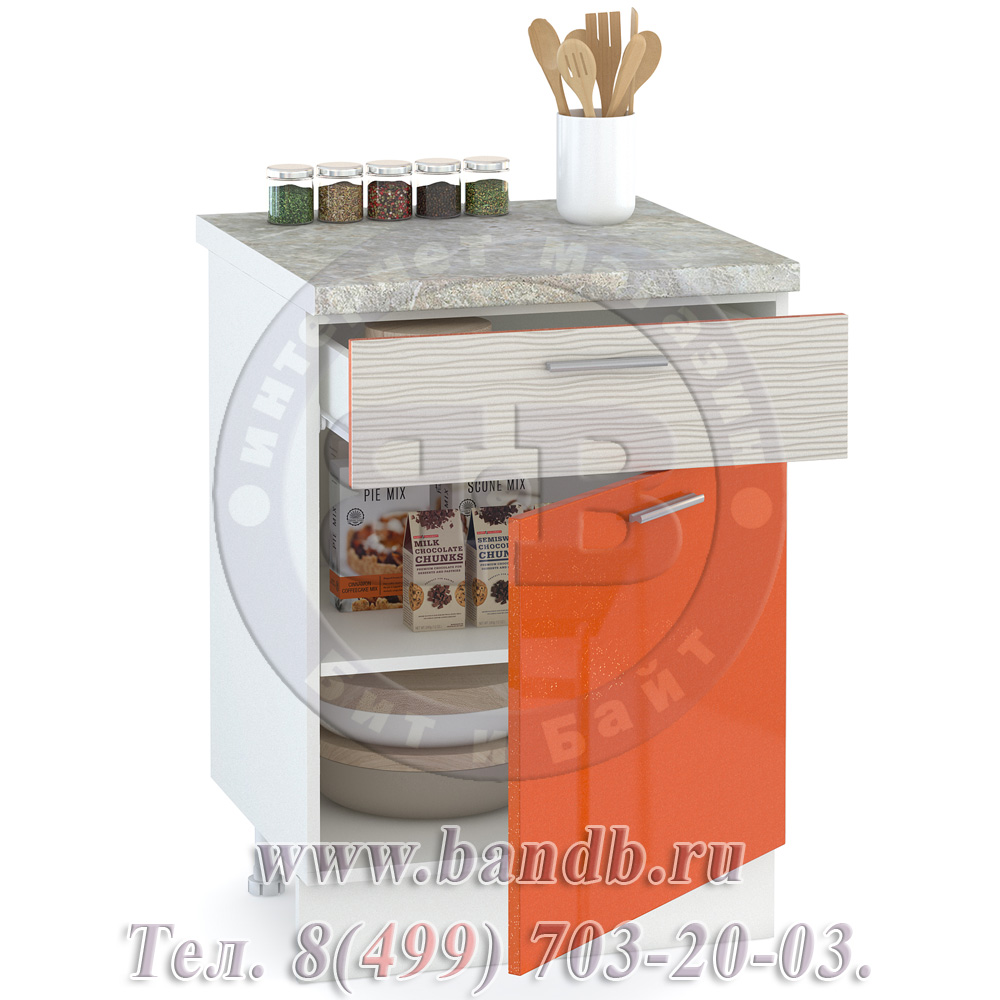 Кухня Жанна морковный металлик/шагрень платина Стол 600 1 ящик + 1 дверь Картинка № 2