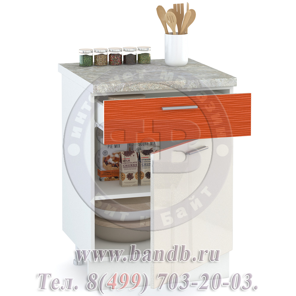 Кухня Жанна шагрень платина/морковный металлик Стол 600 1 ящик + 1 дверь Картинка № 2