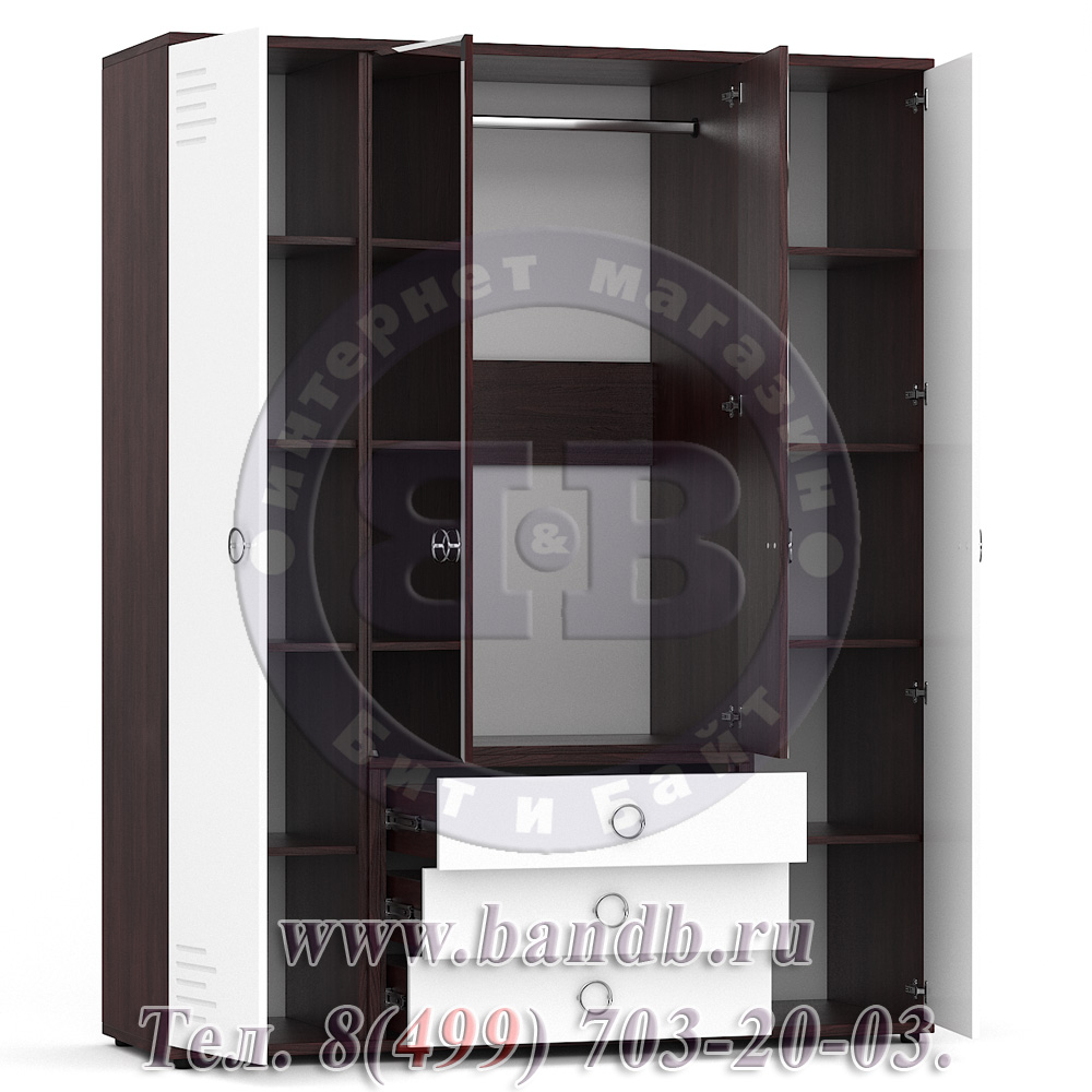 Делия ЛД-645-030ГЛУХ Шкаф комбинированный глухие двери, цвет сосна шоколад/белый глянец Картинка № 5
