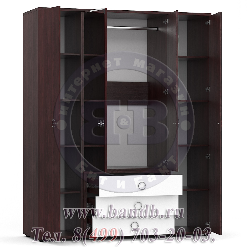 Делия ЛД-645-030ГЛУХ Шкаф комбинированный глухие двери, цвет сосна шоколад/белый глянец/сосна шоколад Картинка № 5